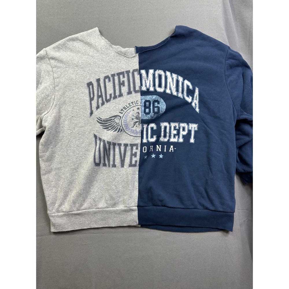Custom Split 2-Tone Graphic Sweatshirt Pacific University Santa Monica Navy Grey